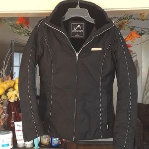 Vertical 9,Black,Faux Fur Collared Winter Jacket,Size S